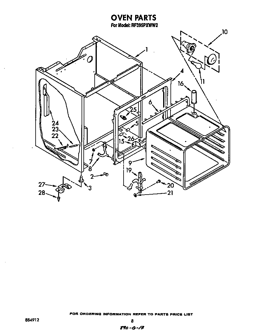 Whirlpool RF395PXWW2 oven diagram