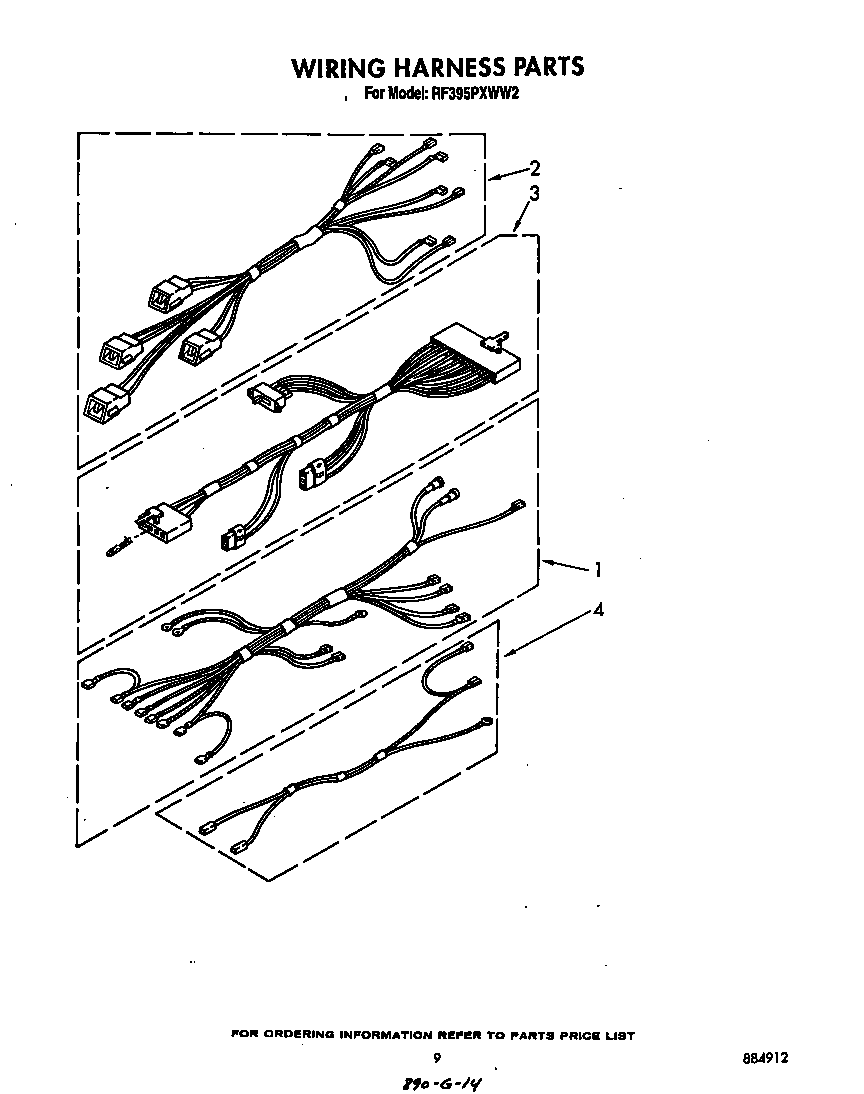 Whirlpool RF395PXWW2 wiring harness diagram