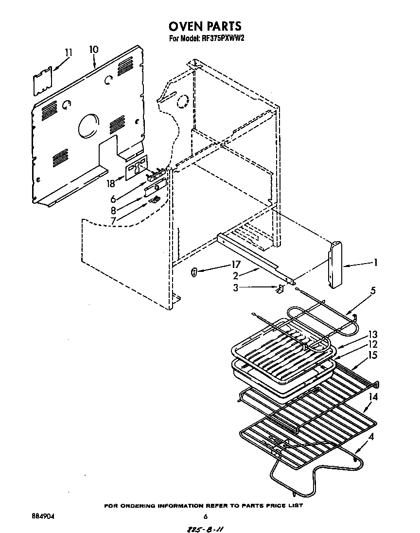 Whirlpool RF375PXWW2 oven diagram
