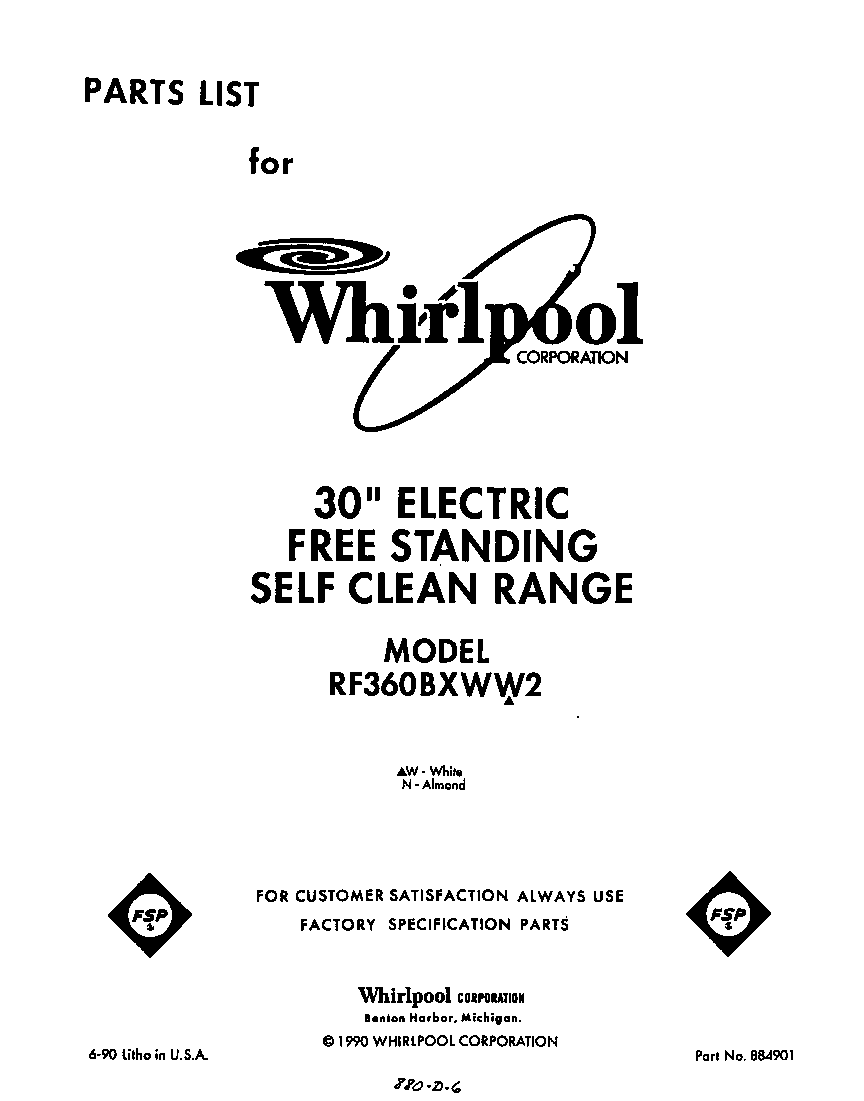 Whirlpool RF360BXWW2 front cover diagram