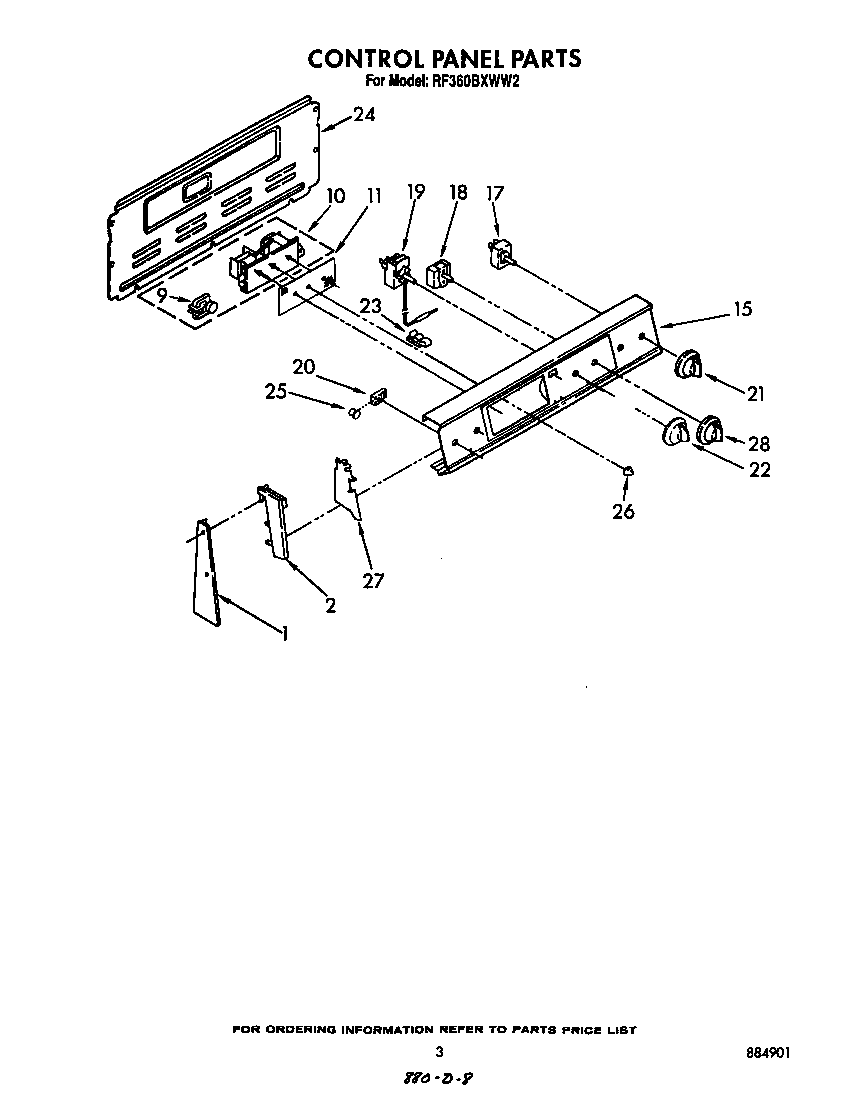 Whirlpool RF360BXWW2 control panel diagram