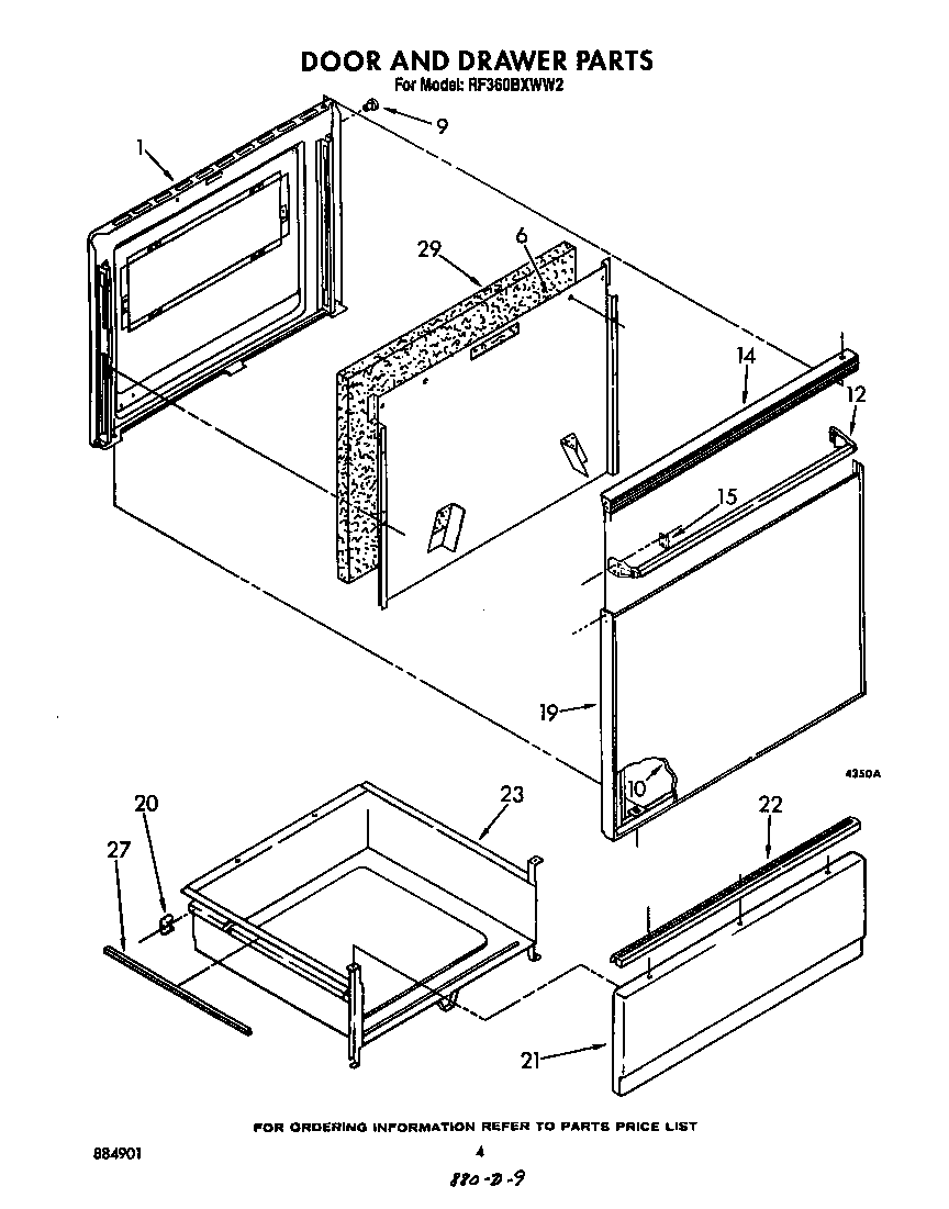 Whirlpool RF360BXWW2 door and drawer diagram