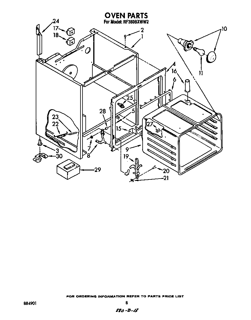 Whirlpool RF360BXWW2 oven diagram