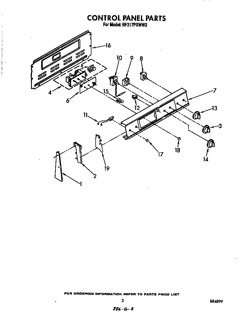 Whirlpool RF317PXWW2 control panel diagram