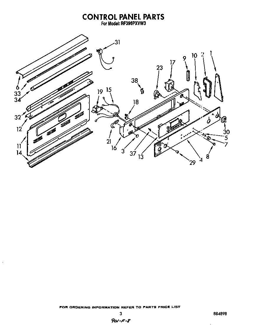 Whirlpool RF396PXVW3 control panel diagram