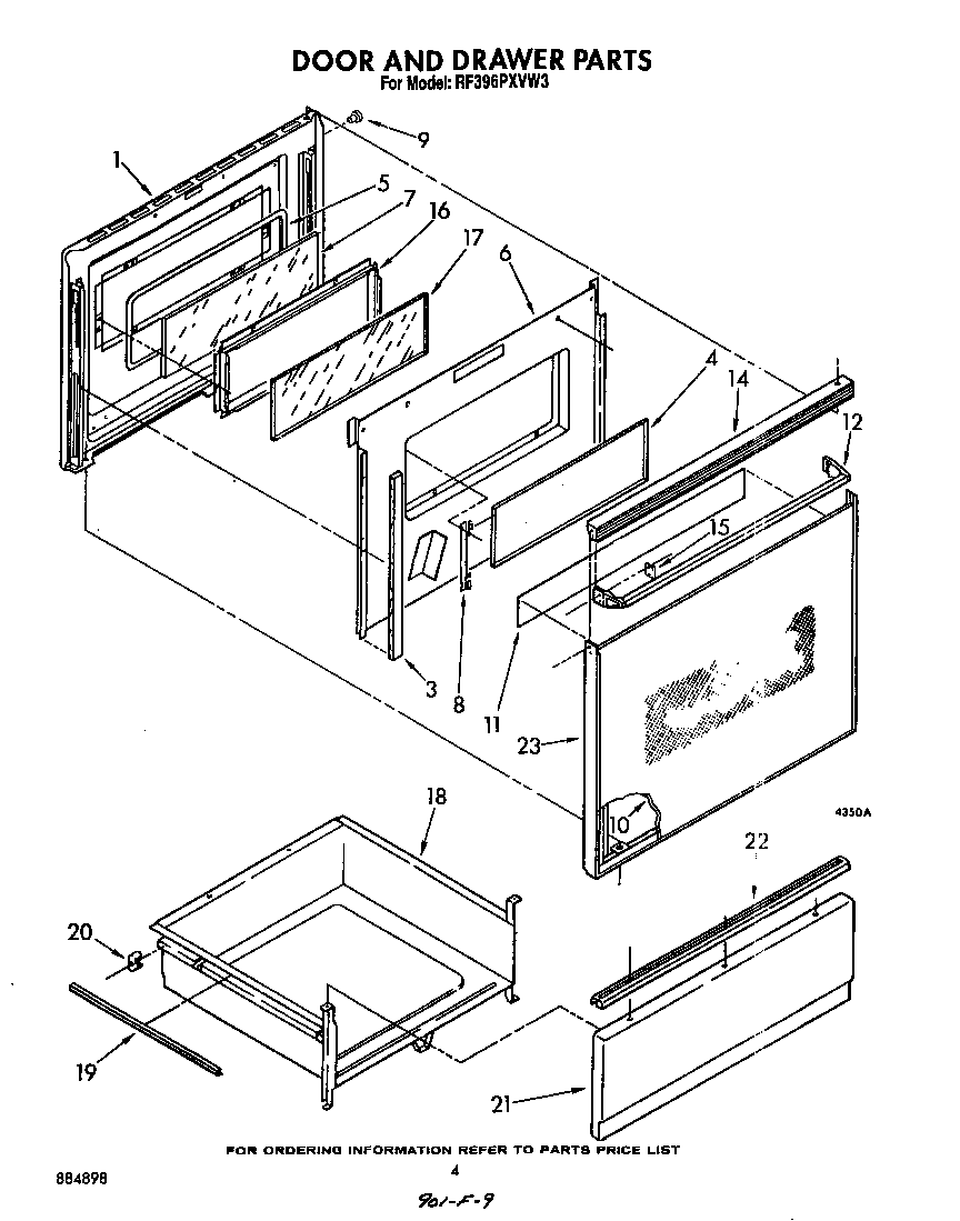 Whirlpool RF396PXVW3 door and drawer diagram