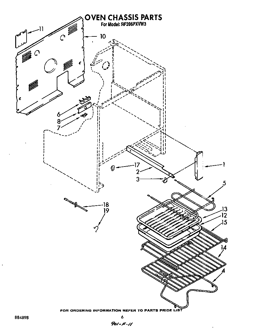 Whirlpool RF396PXVW3 oven chassis diagram