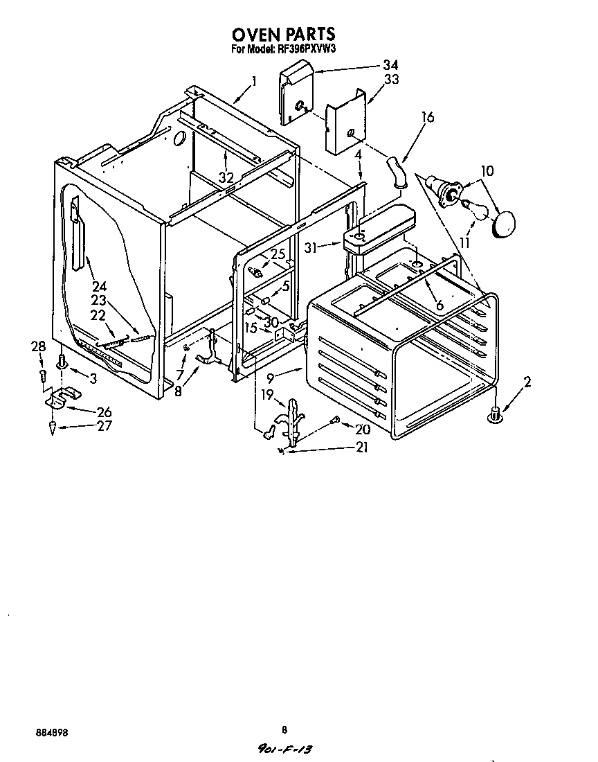 Whirlpool RF396PXVW3 oven diagram
