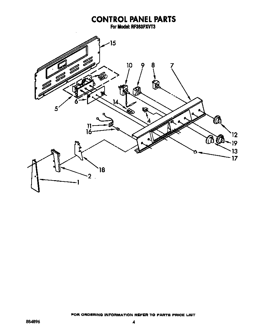 Whirlpool RF363PXVT3 control panel diagram