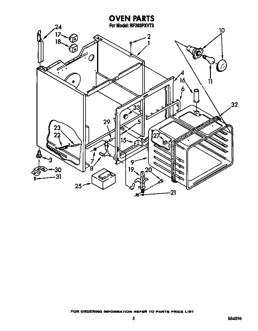 Whirlpool RF363PXVT3 oven diagram