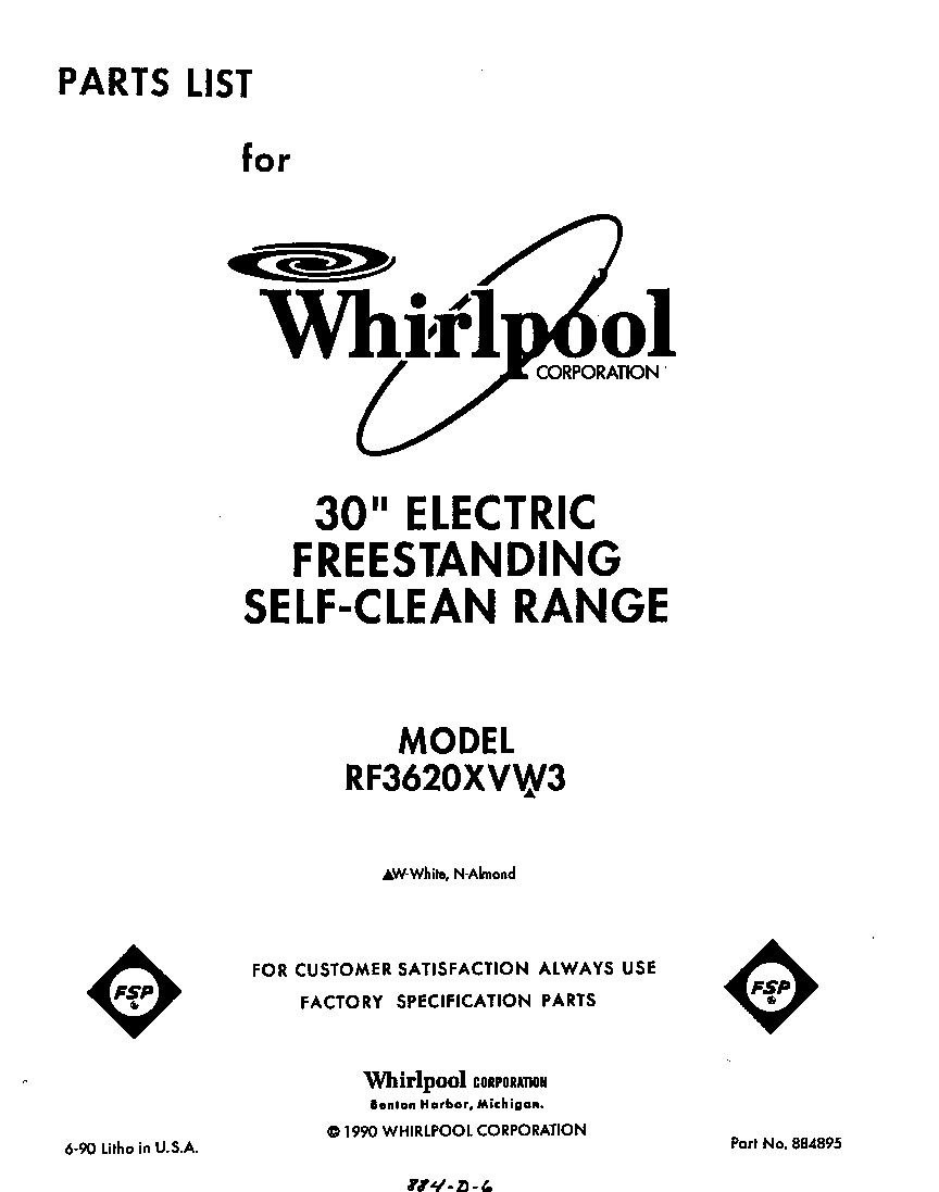 Whirlpool RF3620XVW3 front cover diagram