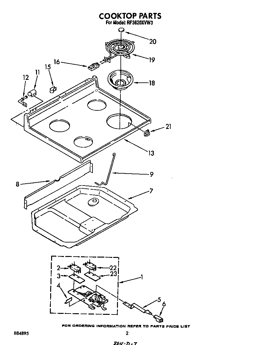 Whirlpool RF3620XVW3 cook top diagram