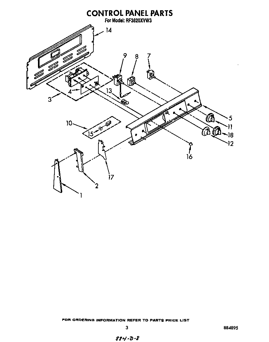 Whirlpool RF3620XVW3 control panel diagram