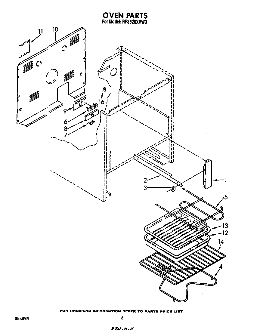 Whirlpool RF3620XVW3 oven diagram