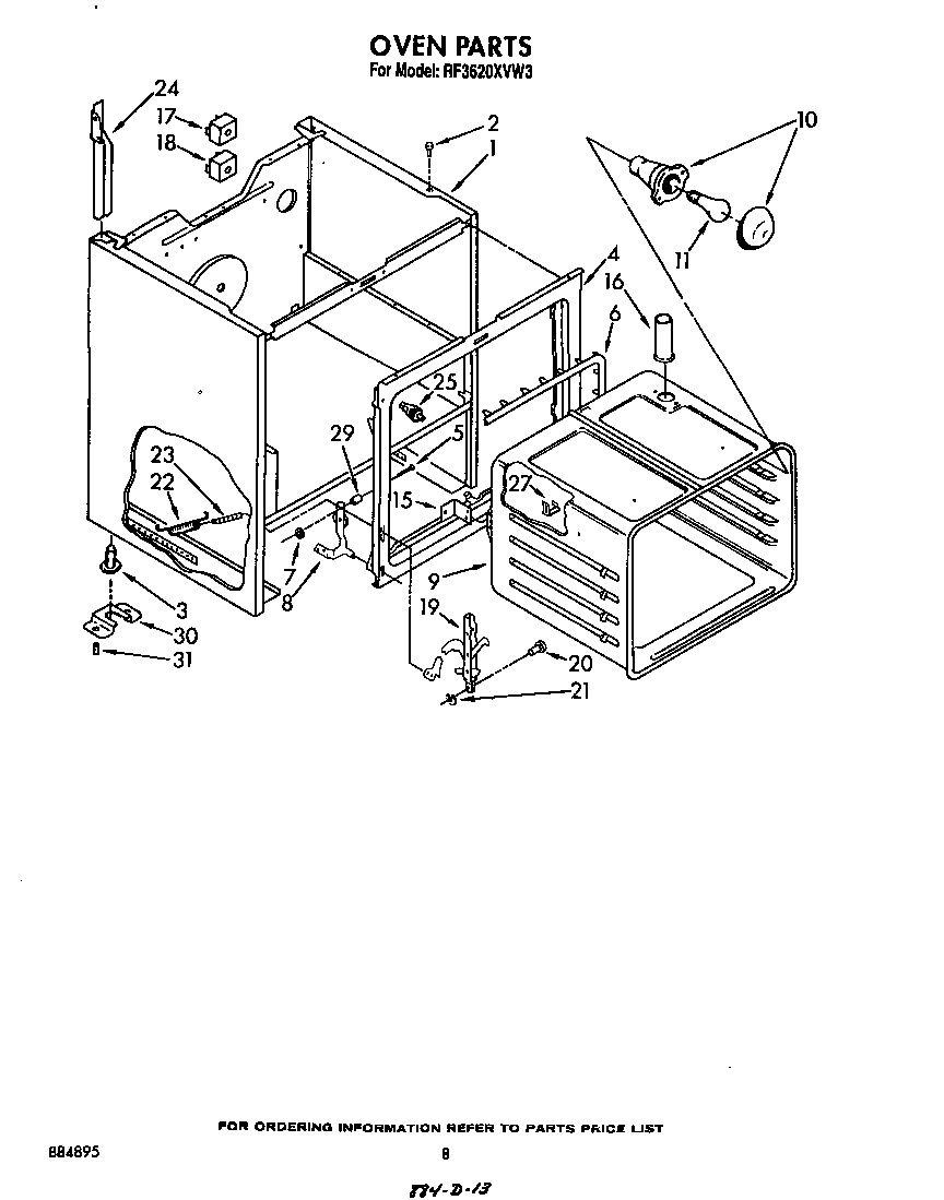 Whirlpool RF3620XVW3 oven diagram