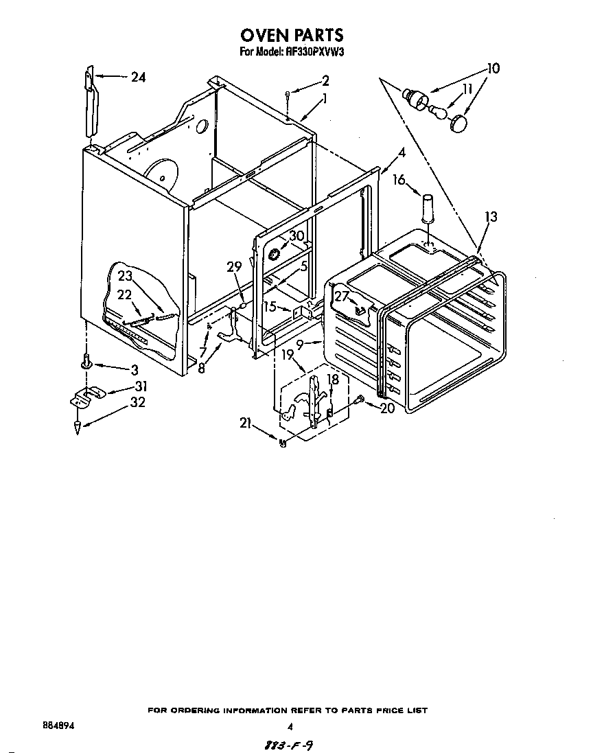 Whirlpool RF330PXVW3 oven diagram