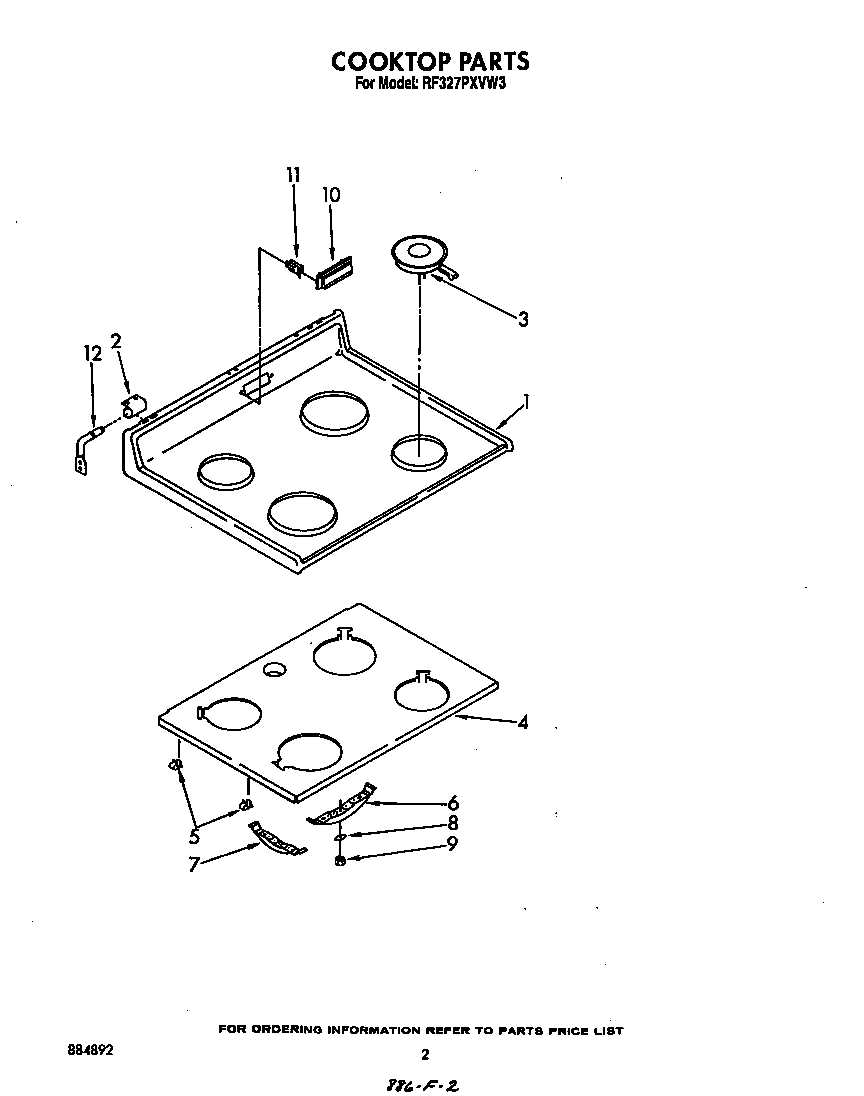 Whirlpool RF327PXVW3 cooktop diagram