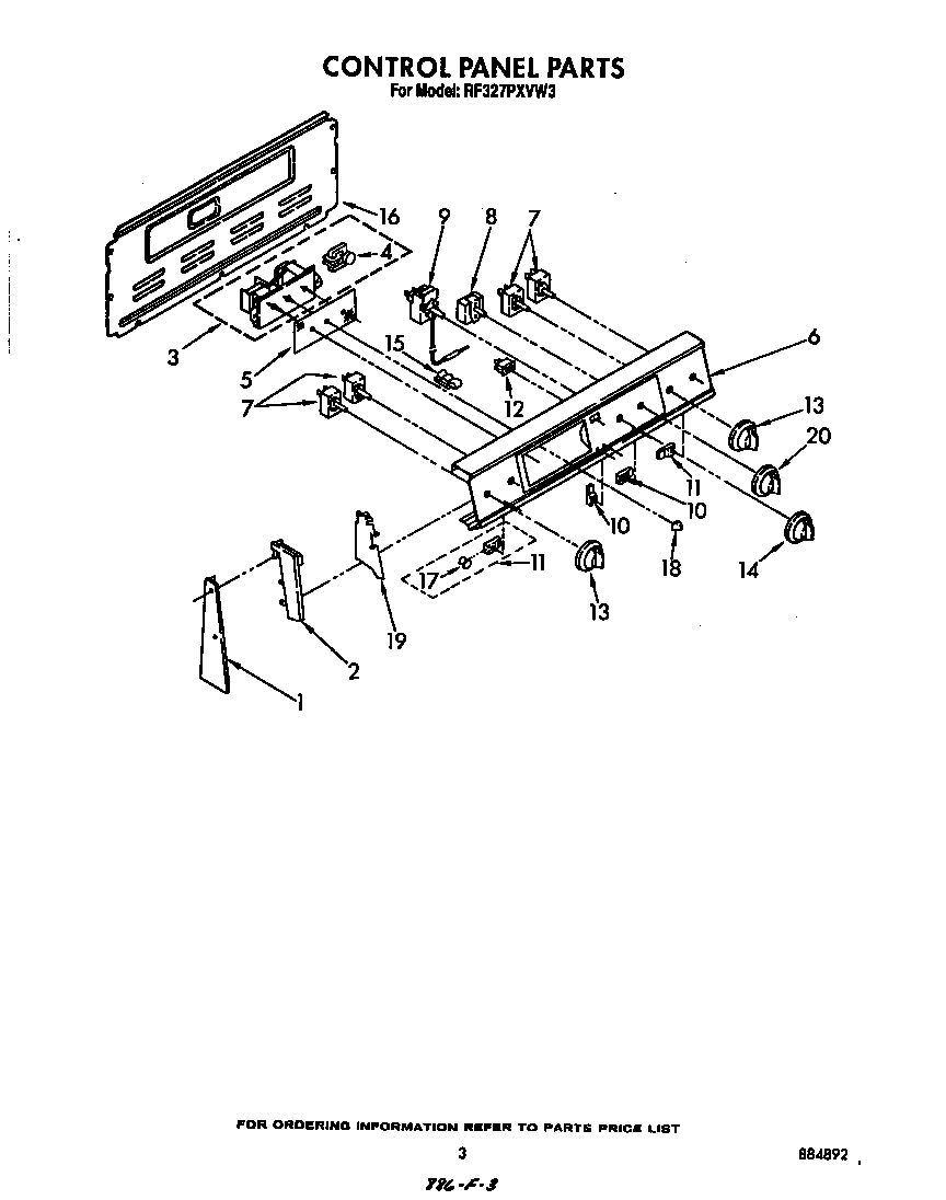 Whirlpool RF327PXVW3 control panel diagram