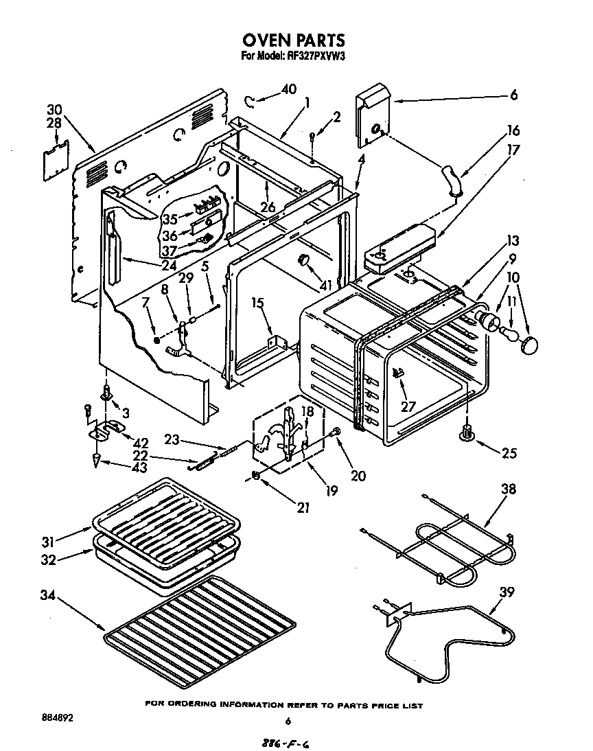 Whirlpool RF327PXVW3 oven diagram
