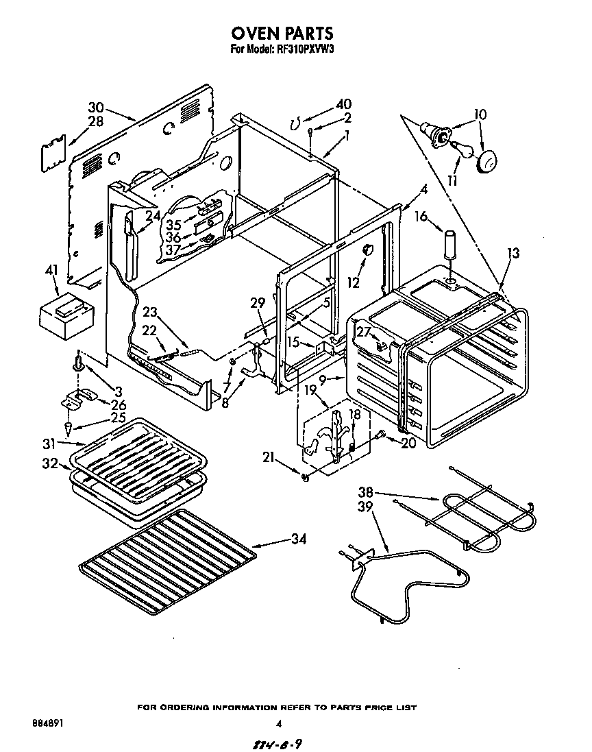 Whirlpool RF310PXVW3 oven diagram