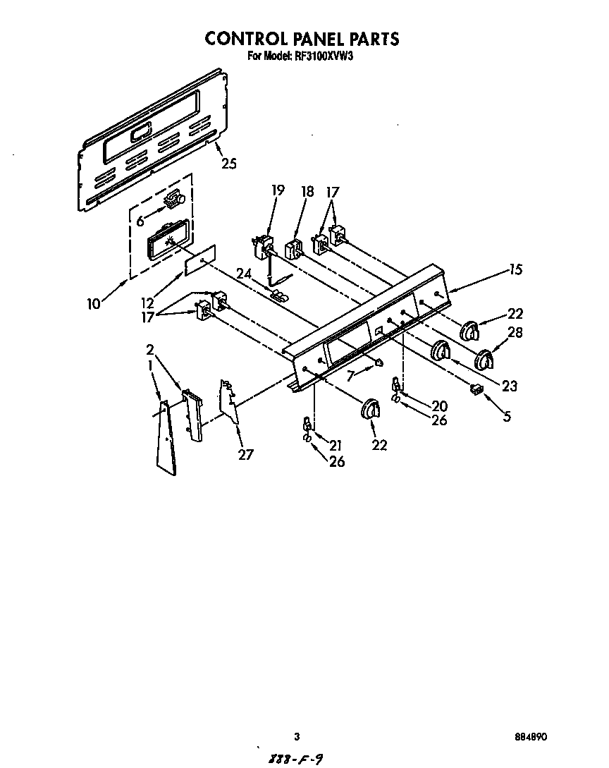 Whirlpool RF3100XVW3 control panel diagram