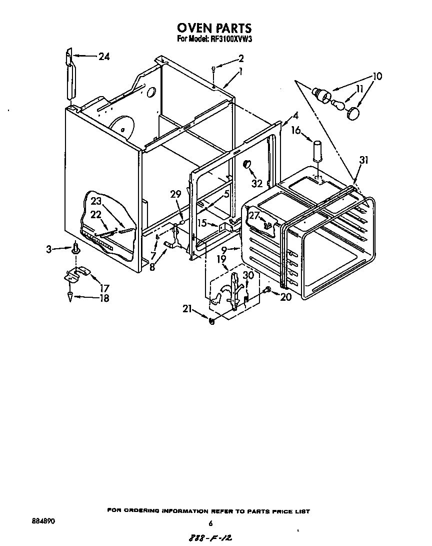 Whirlpool RF3100XVW3 oven diagram