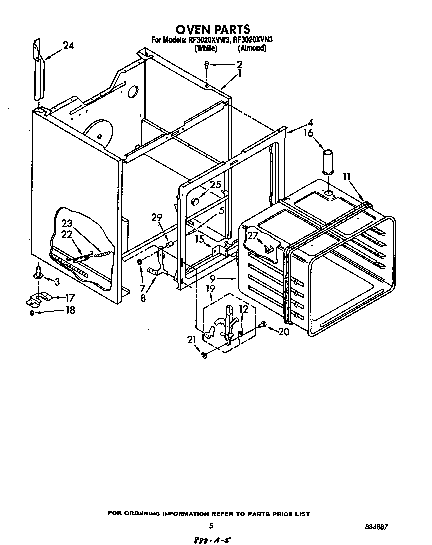 Whirlpool RF3020XVW3 oven diagram