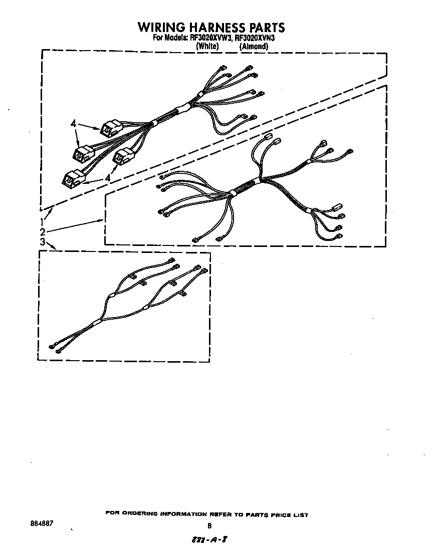 Whirlpool RF3020XVW3 wiring harness diagram