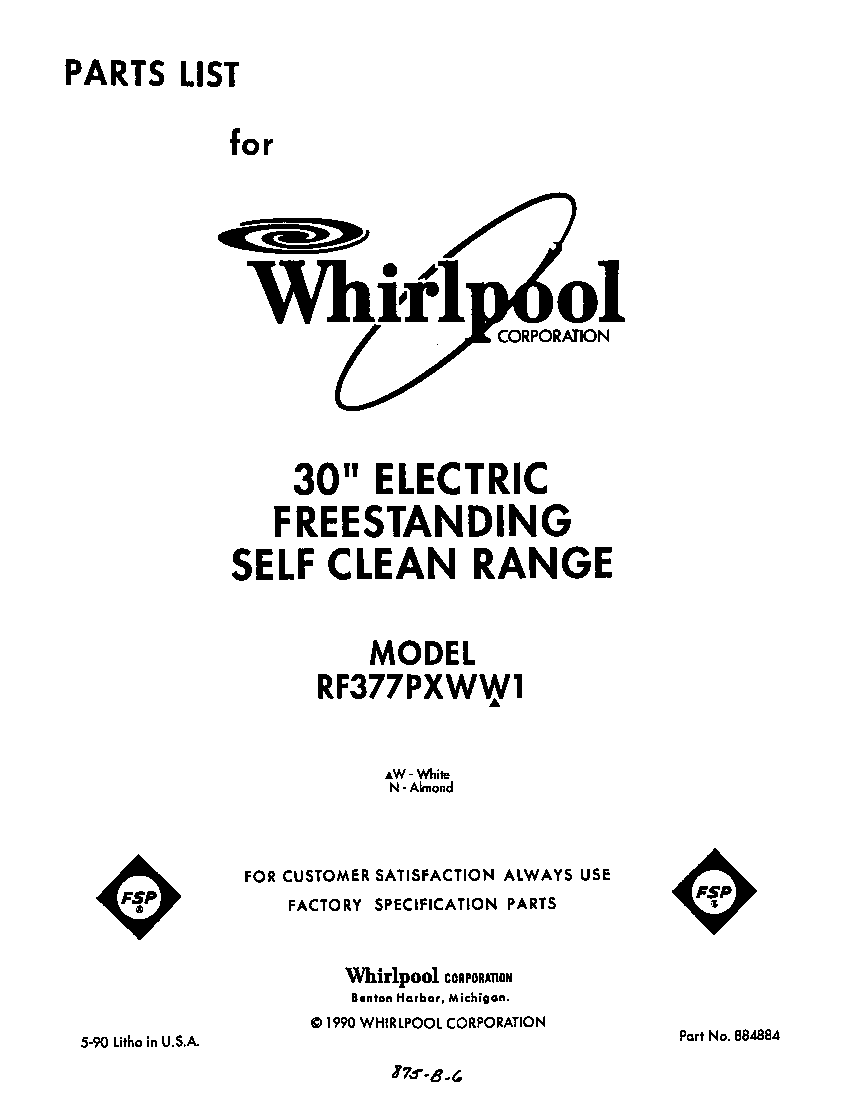 Whirlpool RF377PXWW1 front cover diagram