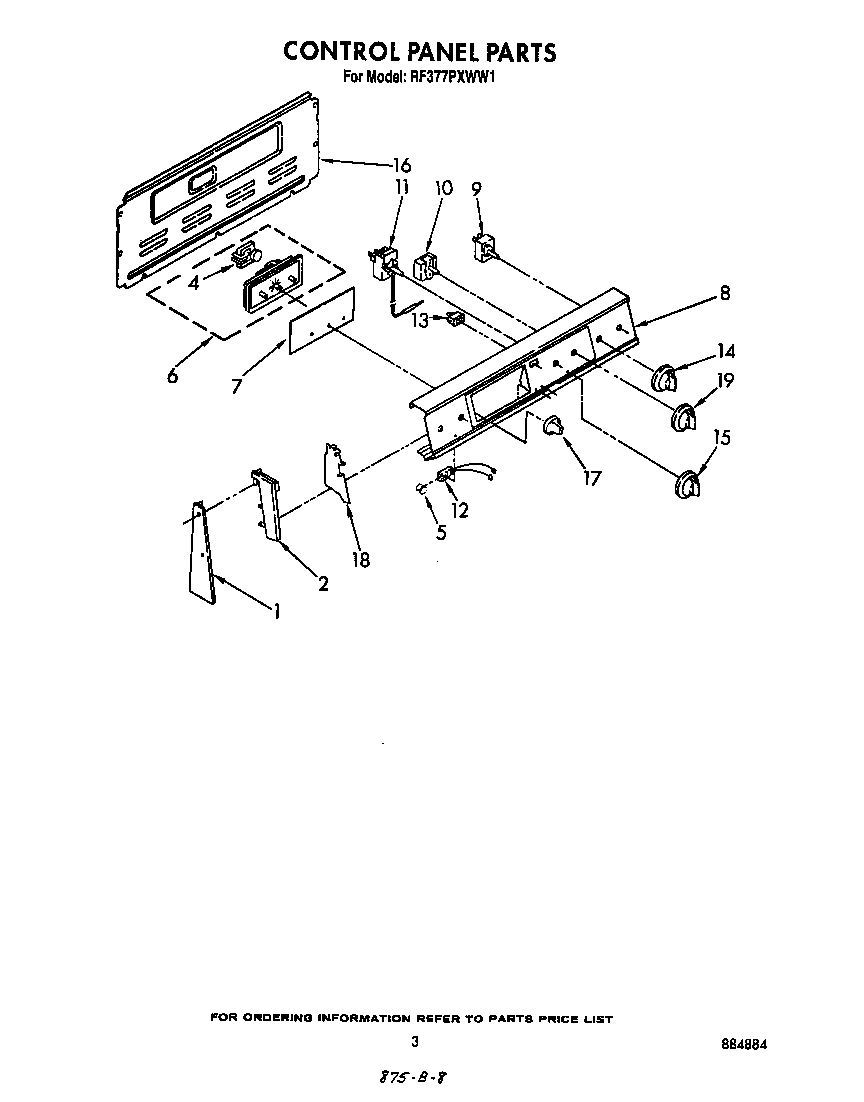 Whirlpool RF377PXWW1 control panel diagram
