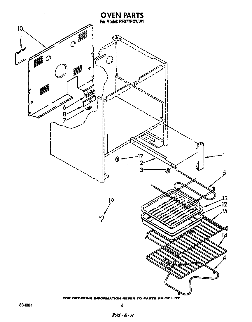 Whirlpool RF377PXWW1 oven diagram