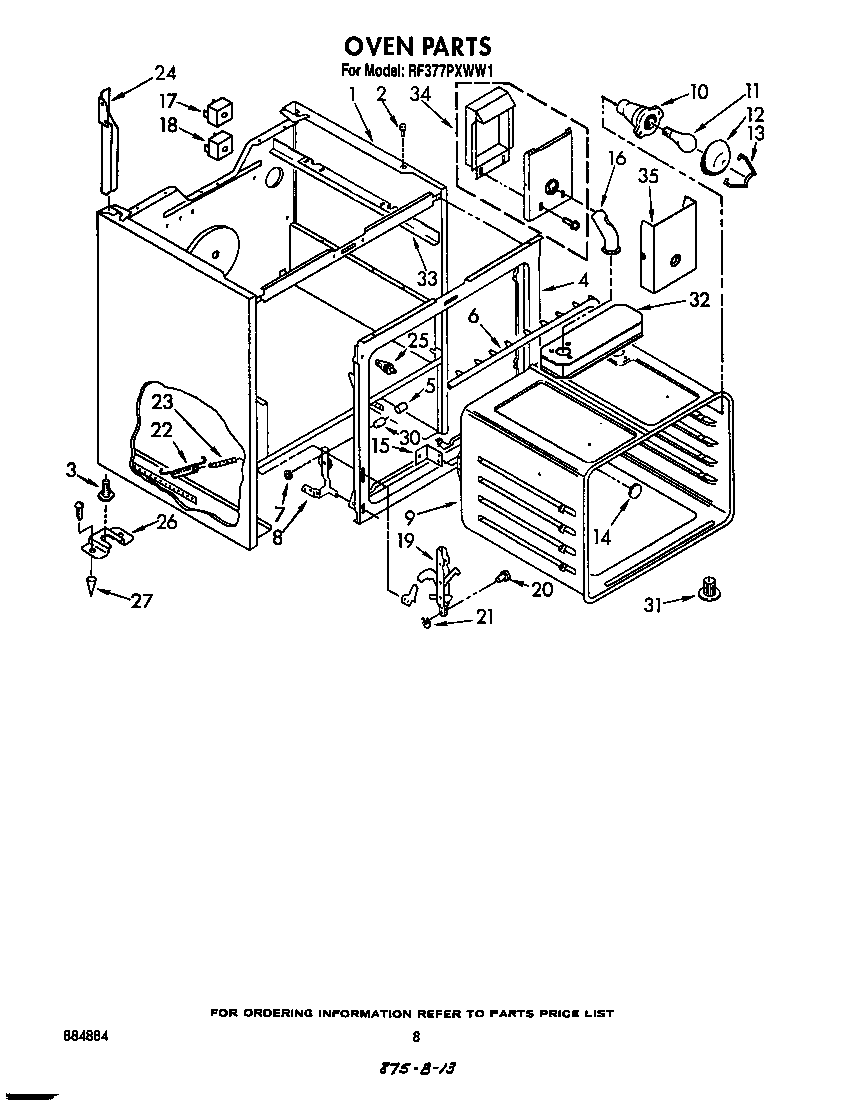 Whirlpool RF377PXWW1 oven diagram