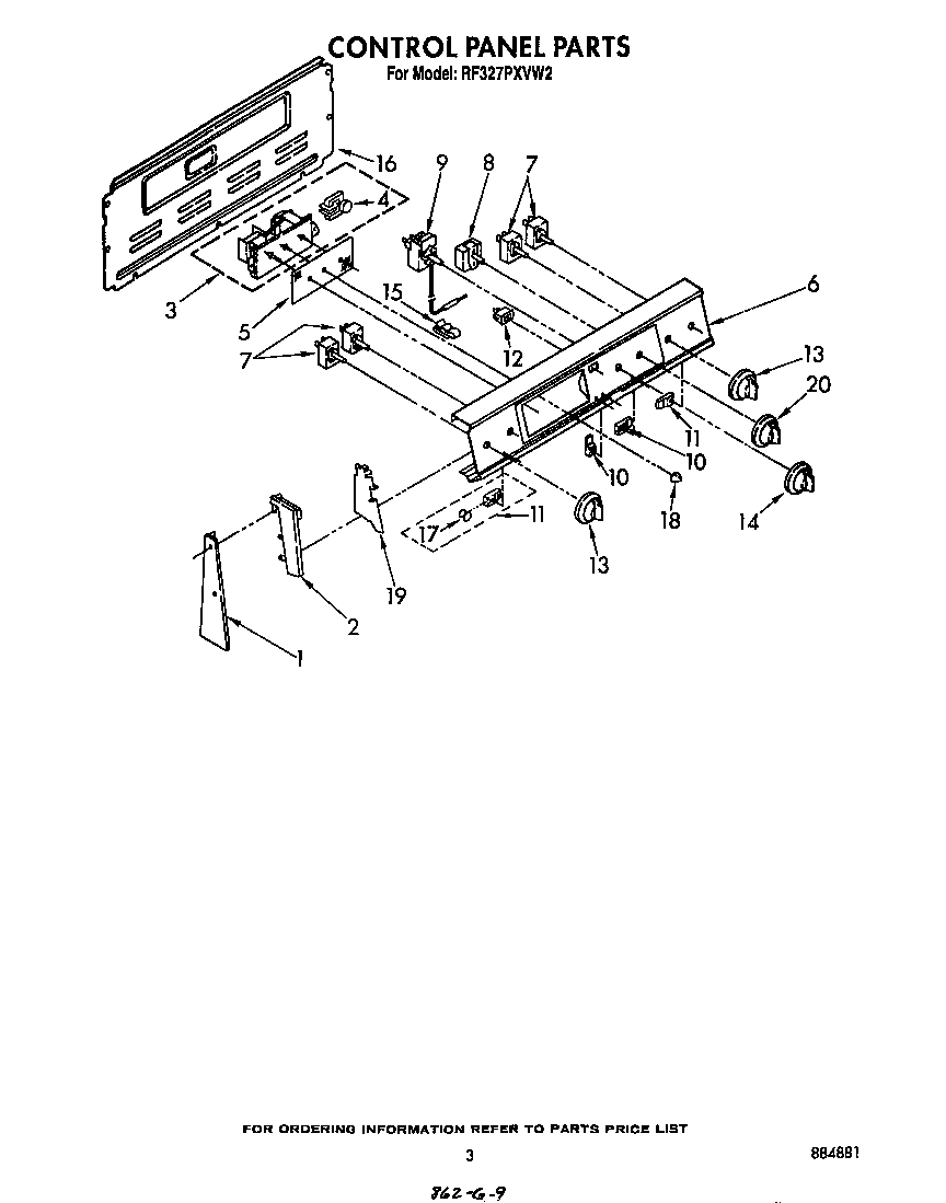 Whirlpool RF327PXVW2 control panel diagram