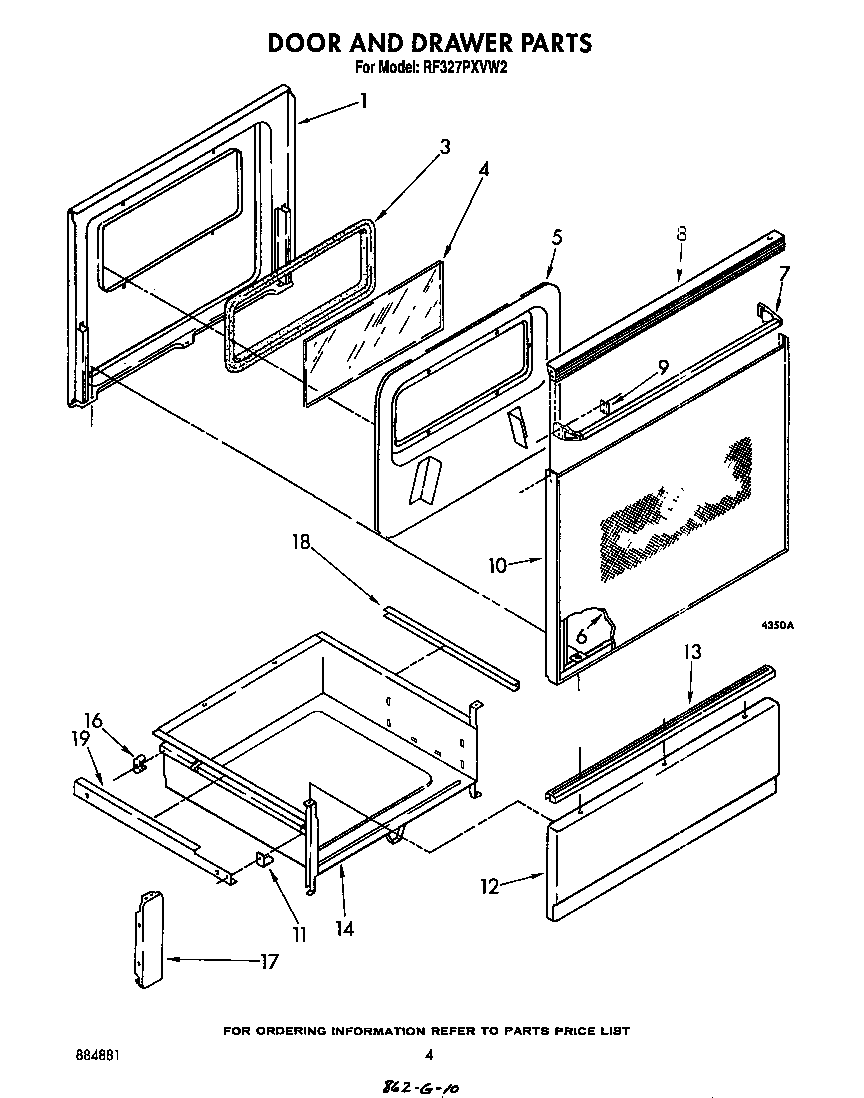 Whirlpool RF327PXVW2 door and drawer diagram