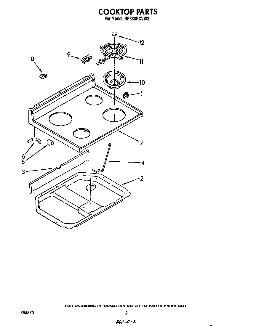 Whirlpool RF330PXVW2 cooktop diagram