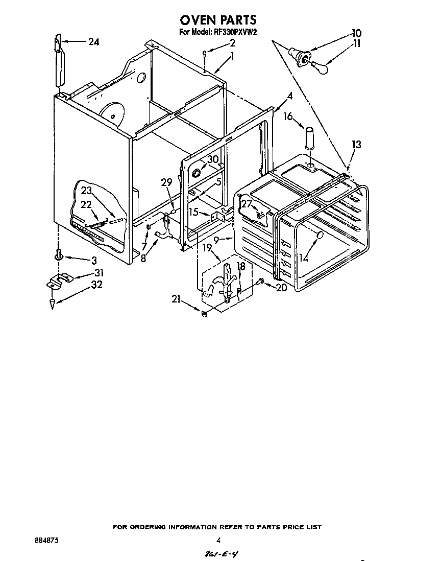 Whirlpool RF330PXVW2 oven diagram