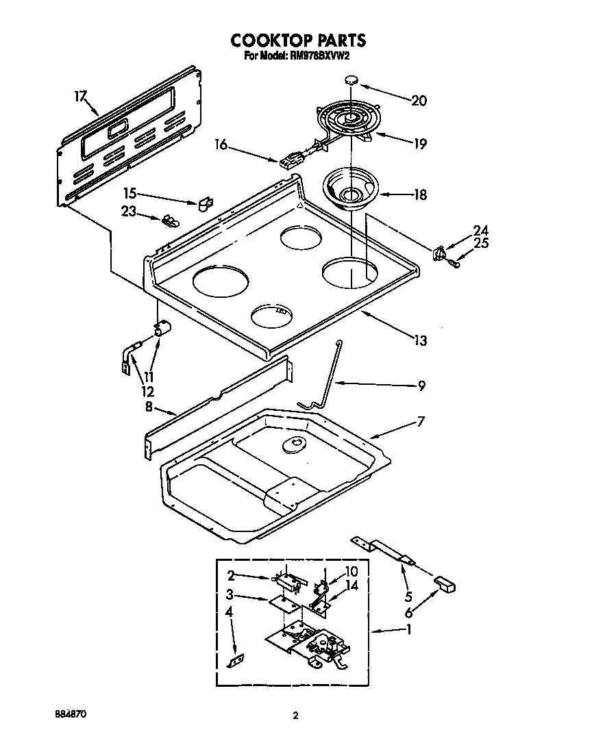 Whirlpool RM978BXVW2 cooktop diagram