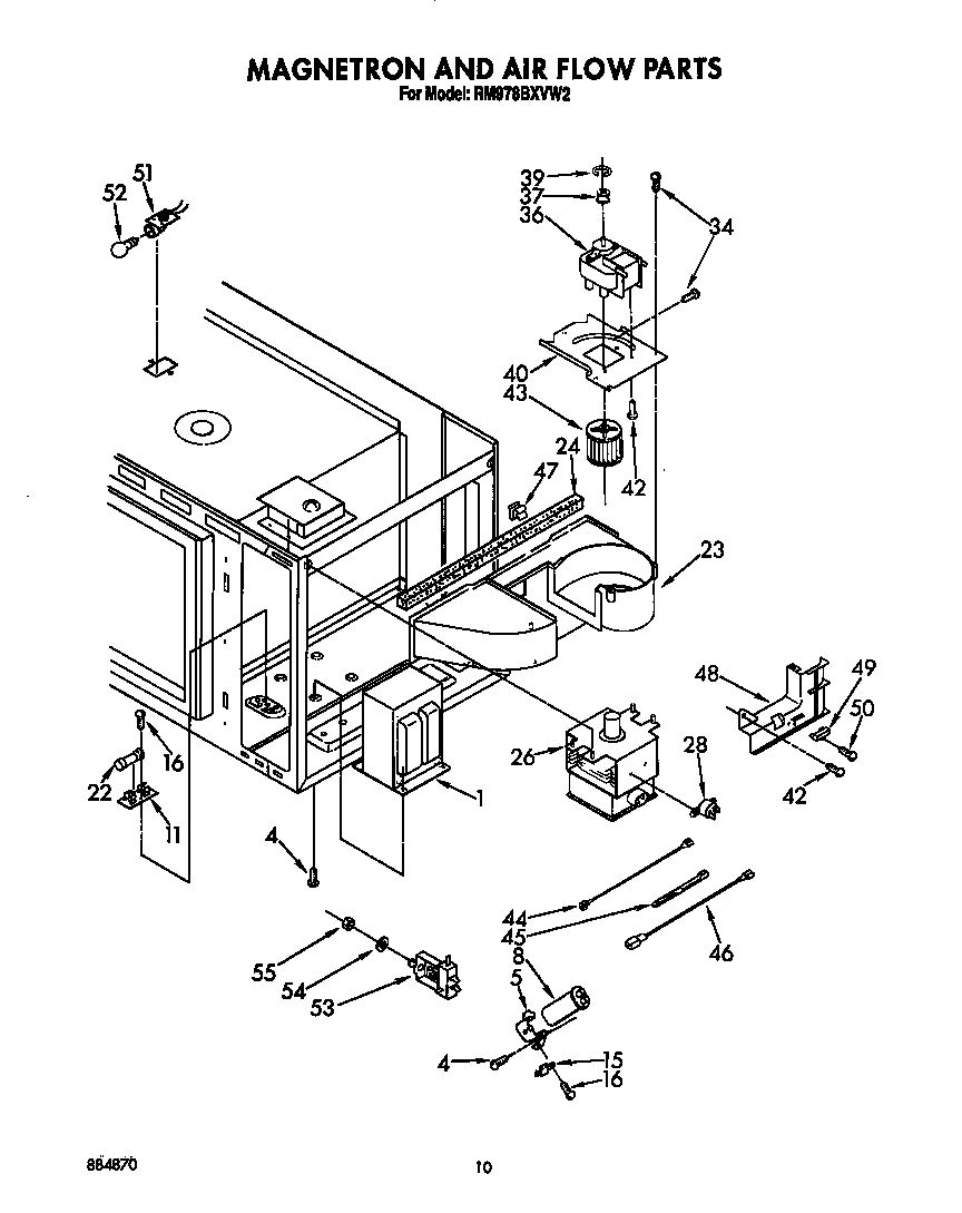 Whirlpool RM978BXVW2 magnetron and air flow diagram
