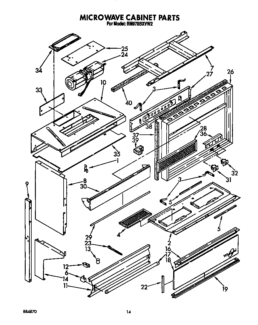 Whirlpool RM978BXVW2 microwave cabinet diagram