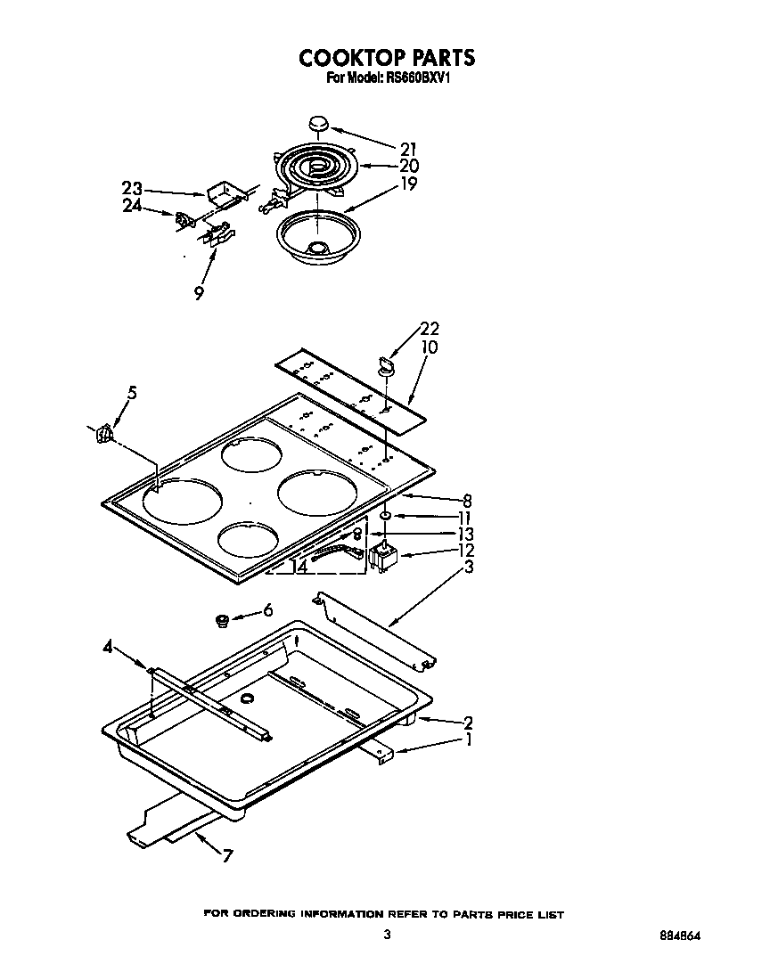 Whirlpool RS660BXV1 cook top diagram