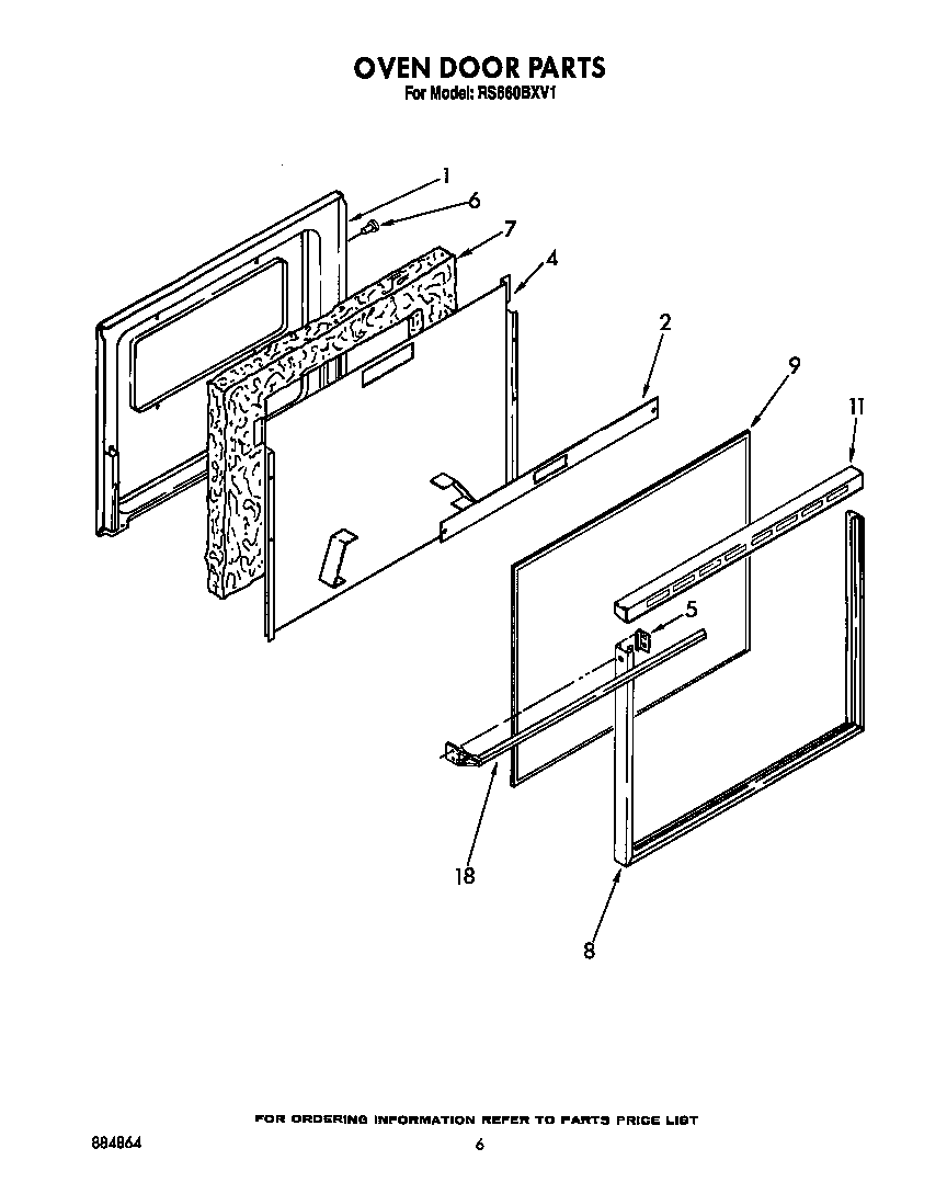 Whirlpool RS660BXV1 oven door diagram