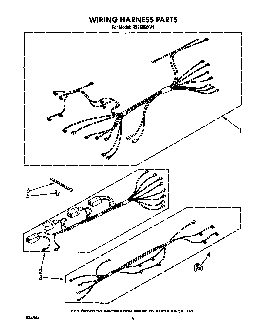 Whirlpool RS660BXV1 wiring harness diagram