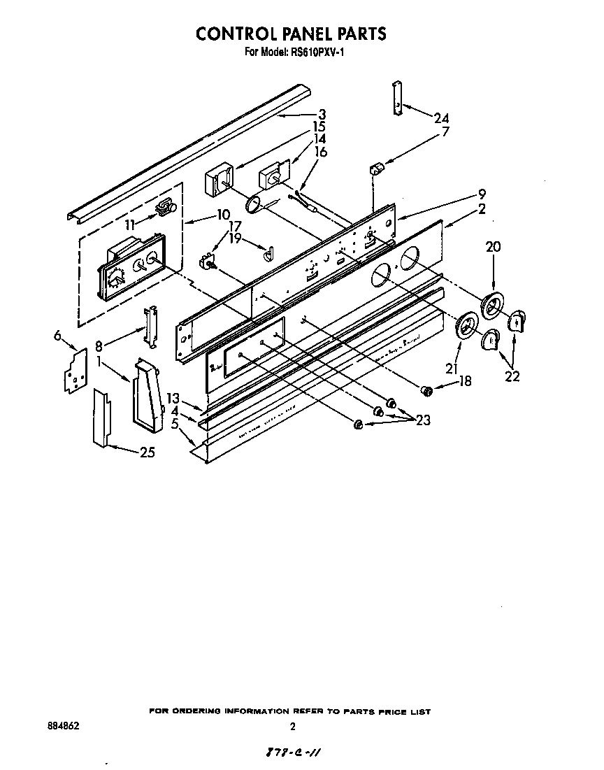 Whirlpool RS610PXV1 control panel diagram