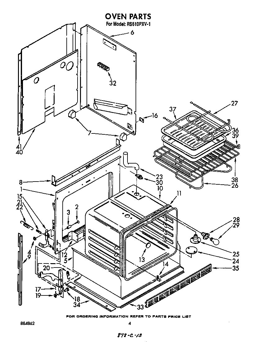 Whirlpool RS610PXV1 oven diagram