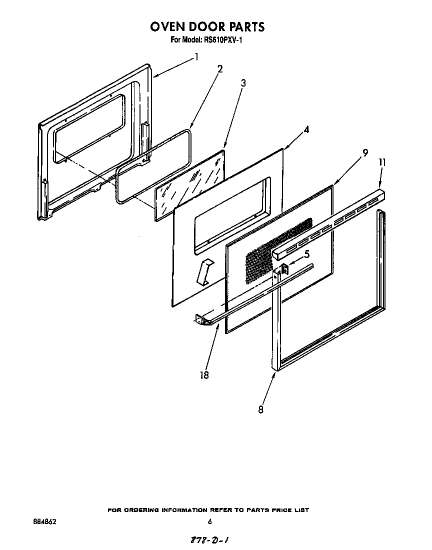 Whirlpool RS610PXV1 oven door diagram