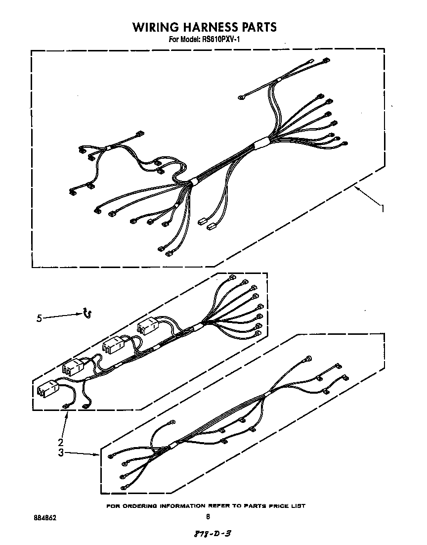 Whirlpool RS610PXV1 wiring harness diagram