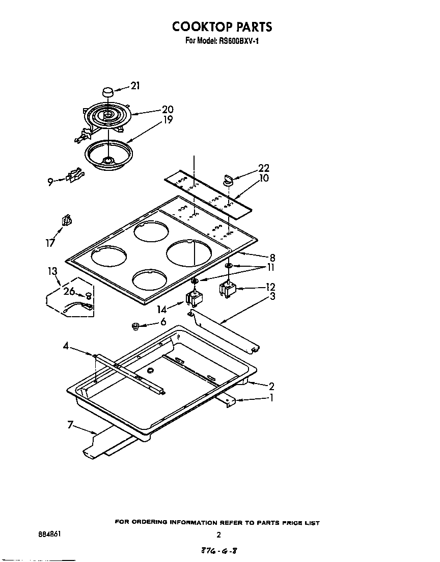 Whirlpool RS600BXV1 cooktop diagram