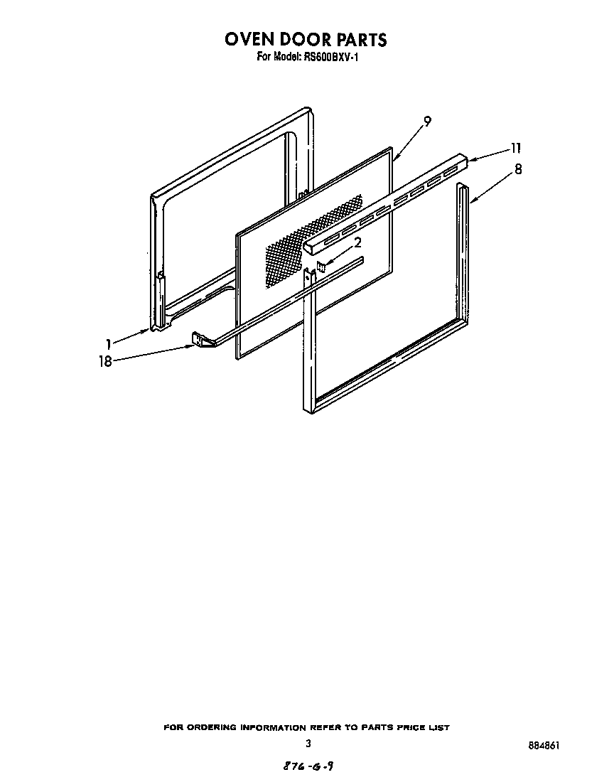 Whirlpool RS600BXV1 oven door diagram