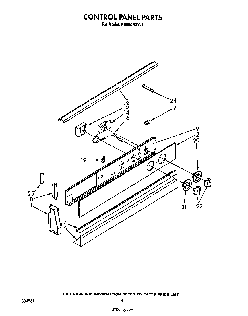 Whirlpool RS600BXV1 control panel diagram