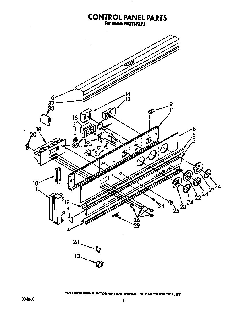 Whirlpool RB276PXV2 control panel diagram